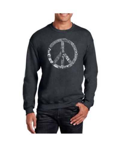 LA Pop Art Men's Word Art Peace, Love and Music Crewneck Sweatshirt