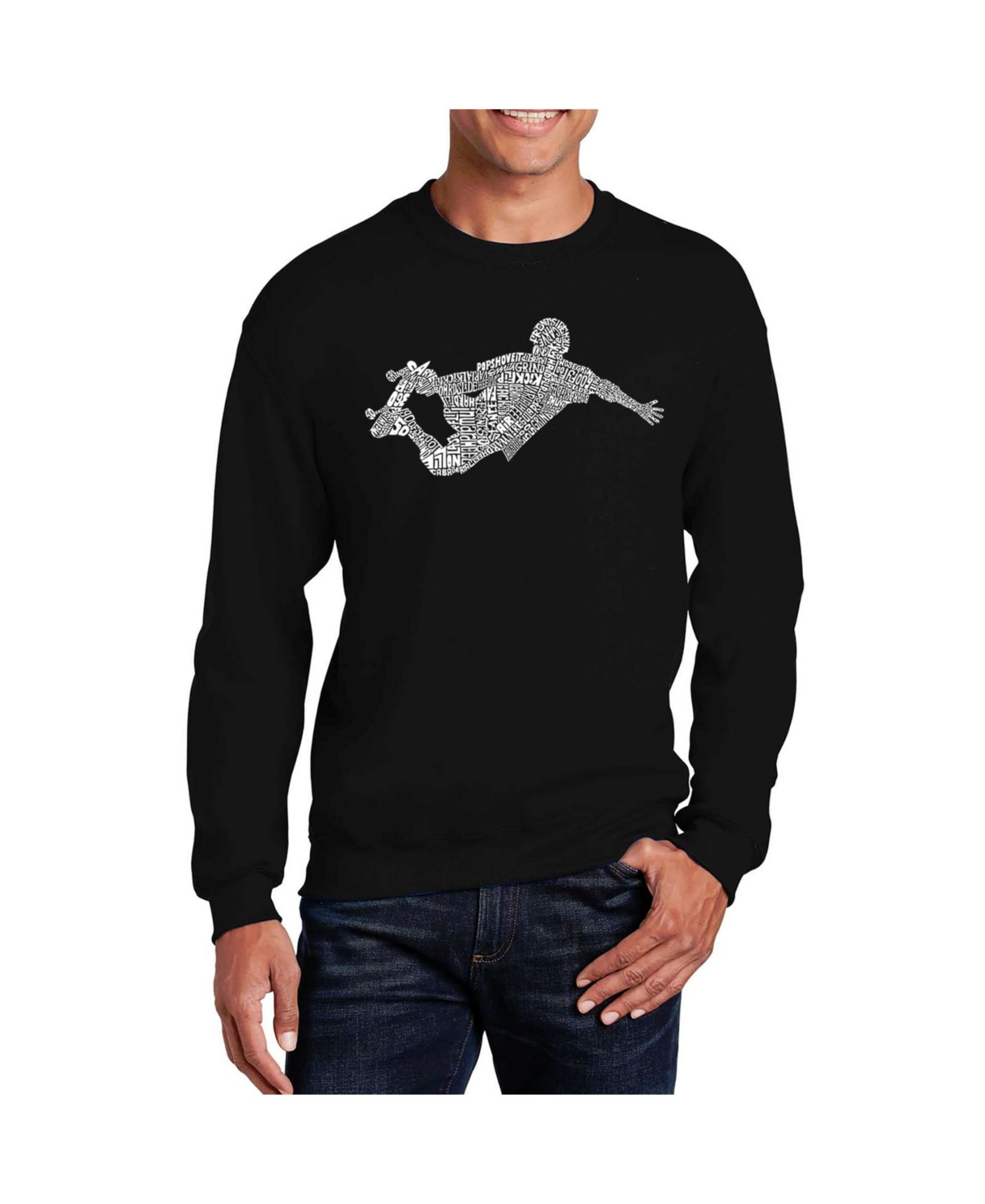 LA Pop Art Men's Word Art Popular Skating Moves and Tricks Crewneck Sweatshirt