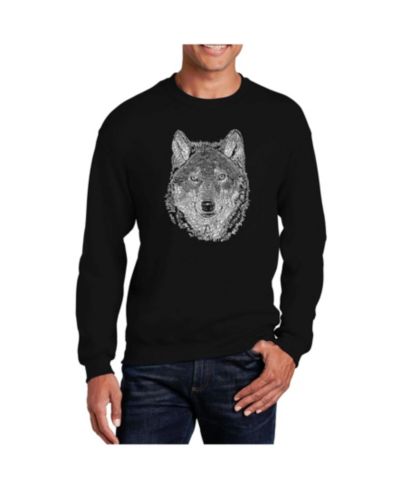 LA Pop Art Men's Word Art Wolf Crewneck Sweatshirt