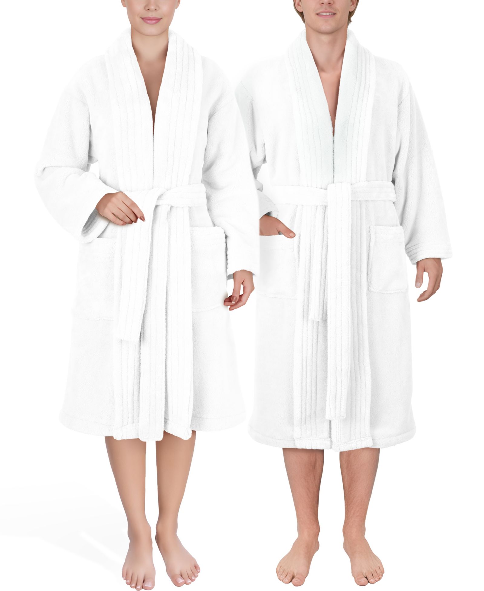 American Soft Linen Unisex Luxury Hotel Spa Warm Shawl Collar Soft Plush Fleece Bath Robe
