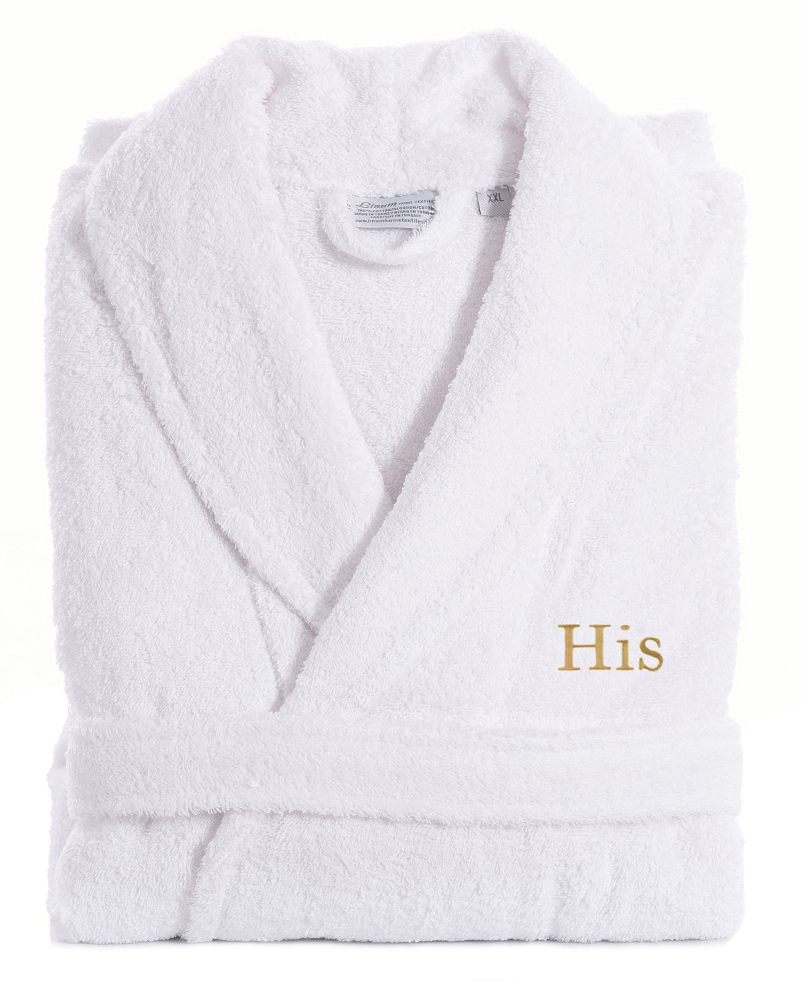 Linum Home Bookman Font Turkish Cotton Embroidered His Terry Bathrobe
