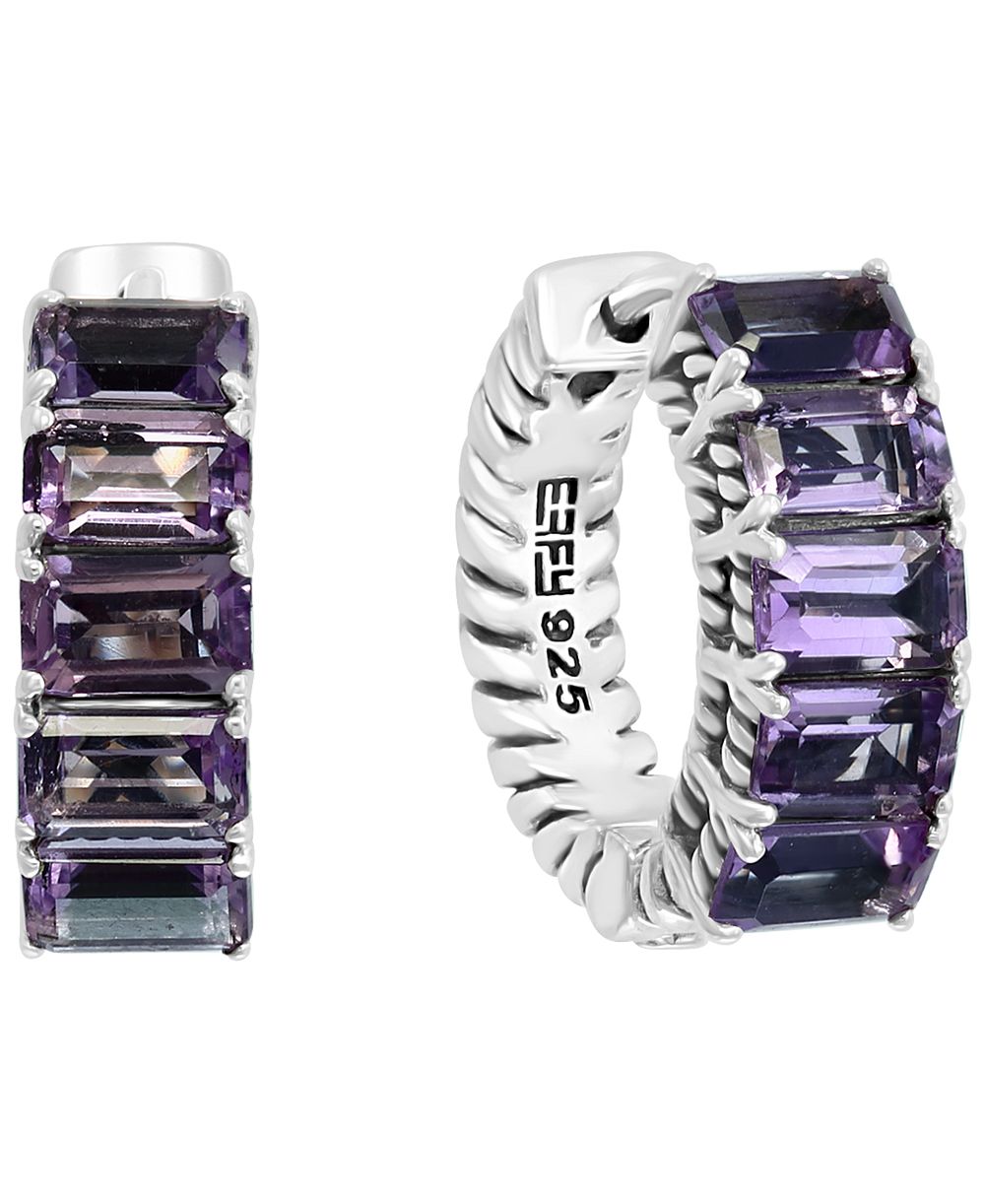 Серьги-кольца EFFY® Amethyst из стерлингового серебра, 0.57"