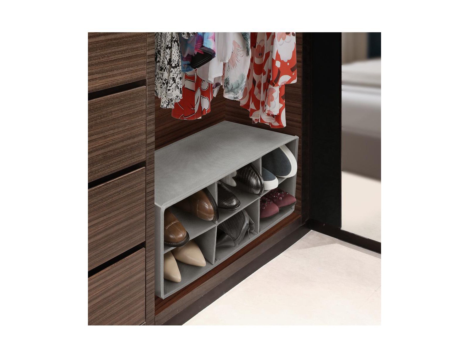 Sorbus Shoe Organizer Bin, 6 Section Cubby Shoe Shelves, Foldable Portable Detachable Closet Organizer Storage for Home Organization