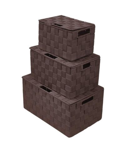 Декоративная плетёная корзина Sorbus 3 Piece Stackable Woven Basket with Lid and Built-in Carry Handles