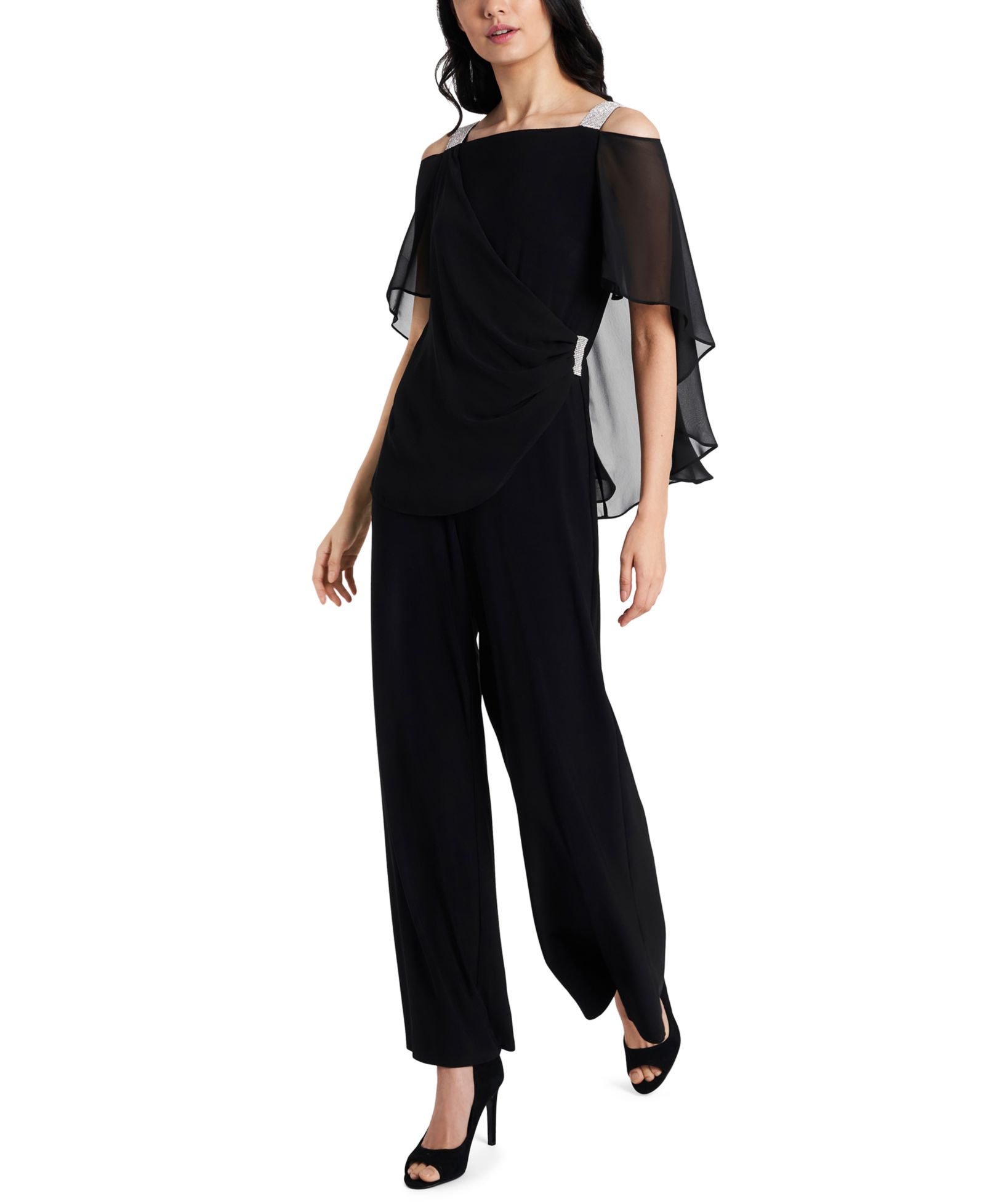 MSK Women’s Side-Draped Cold-Shoulder Jumpsuit