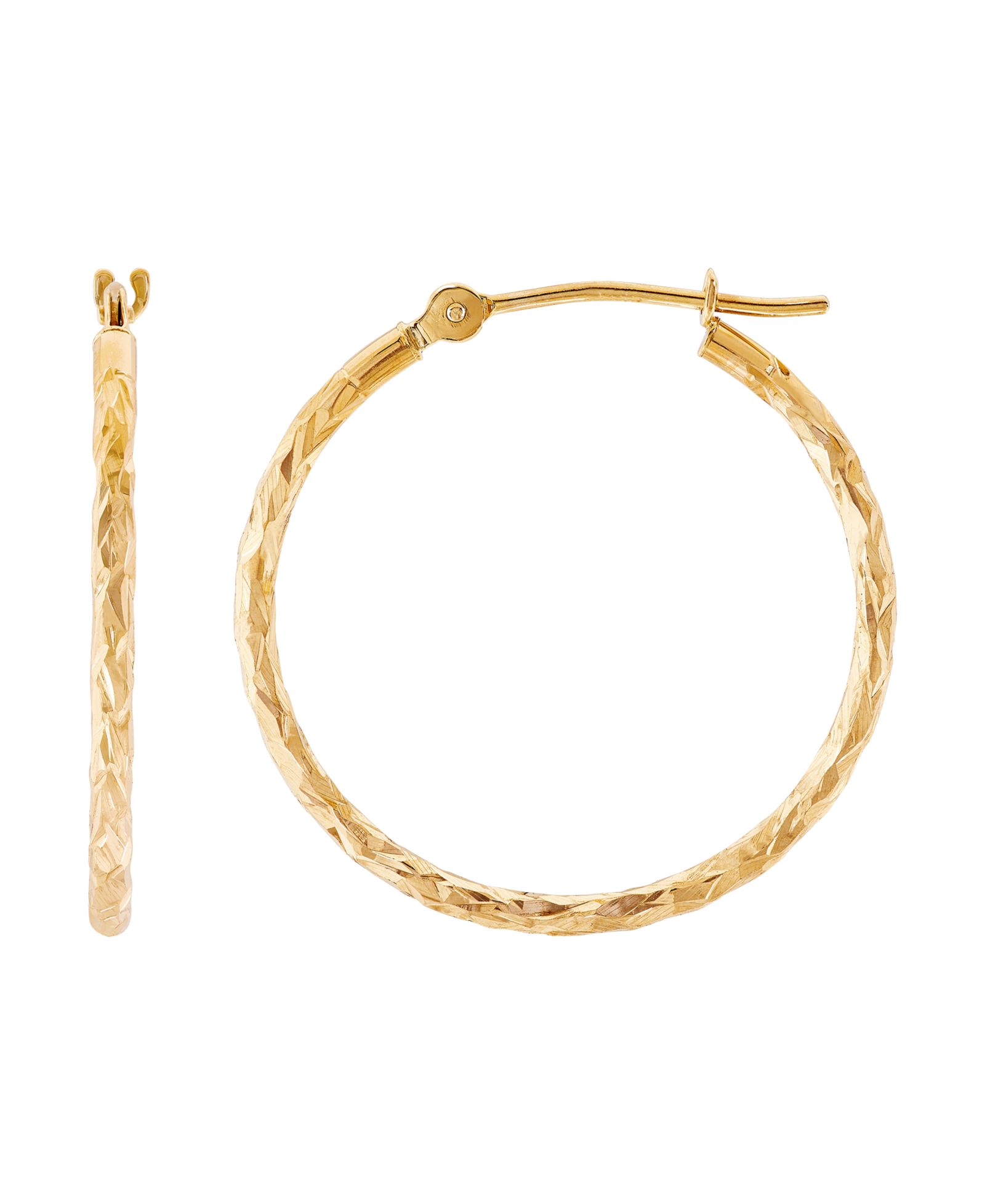 Серьги-кольца Macy's Textured Oval Hoop, 10k Gold, 1"
