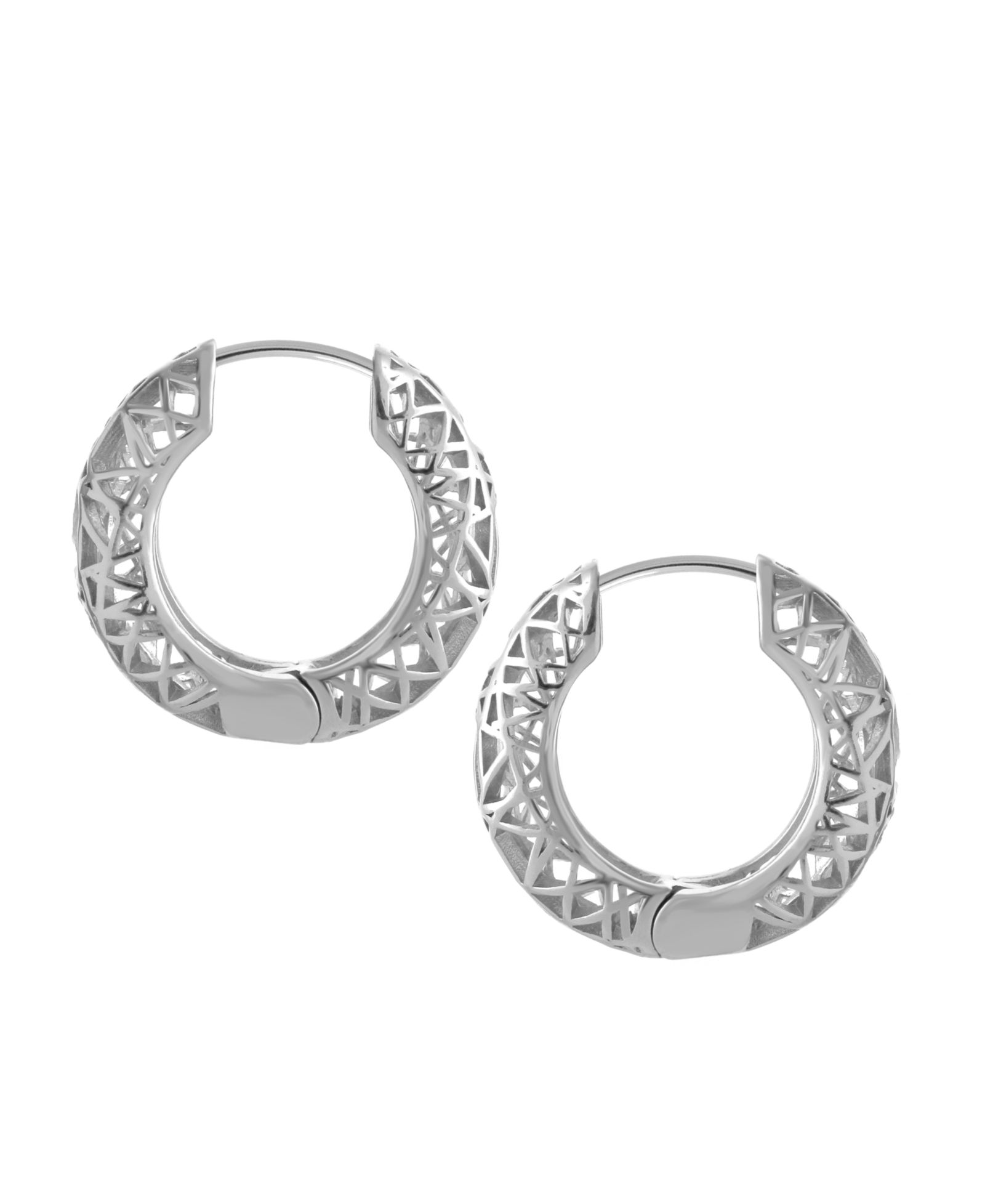 Серьги-кольца Open Lace из посеребренного металла