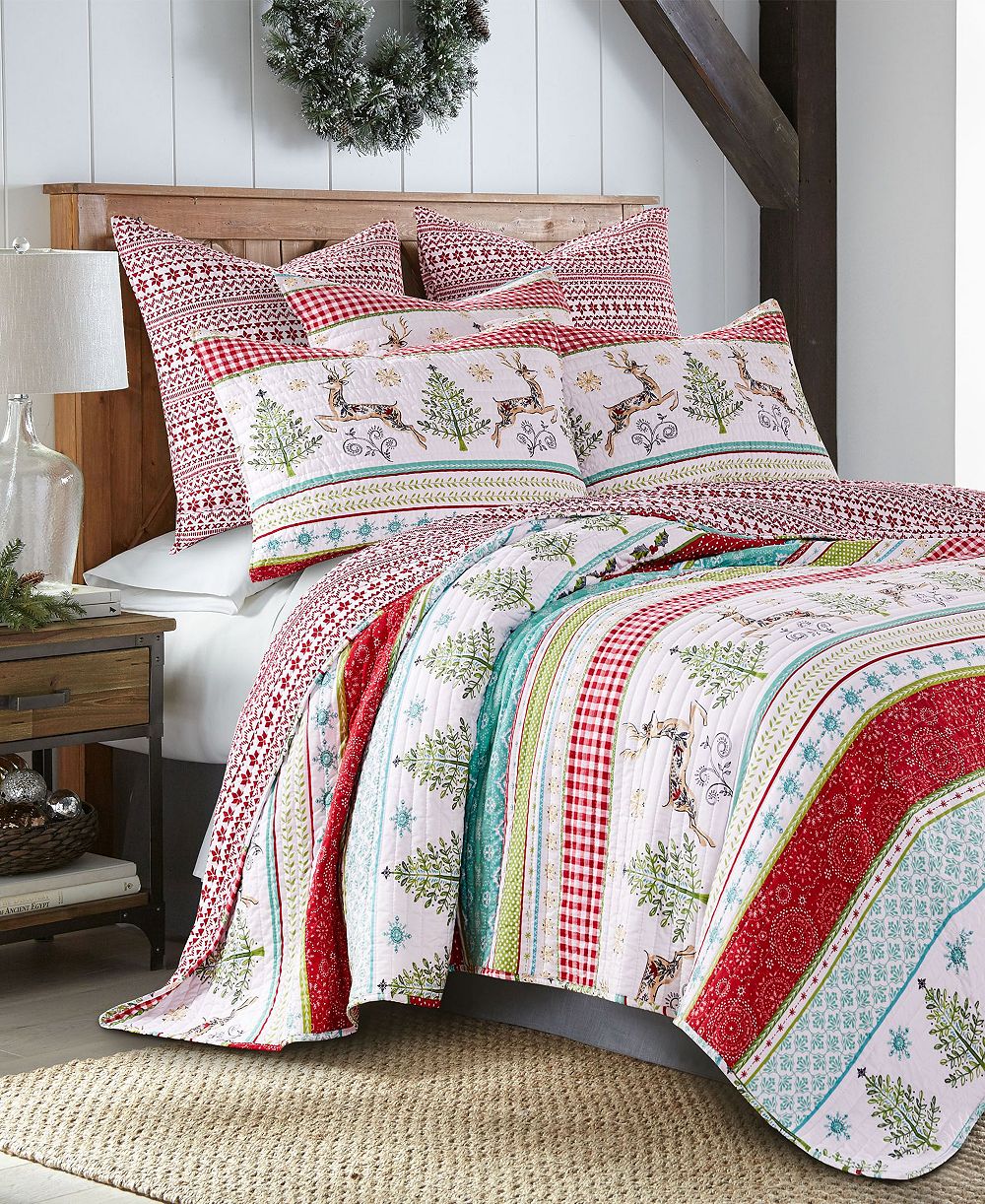 Levtex Home Comet & Cupid Folk Christmas Quilted Quilt, King