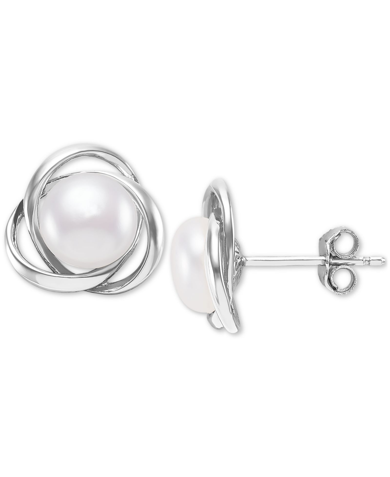 Серьги-гвоздики Giani Bernini Cultured Freshwater Pearl (7mm) Love Knot