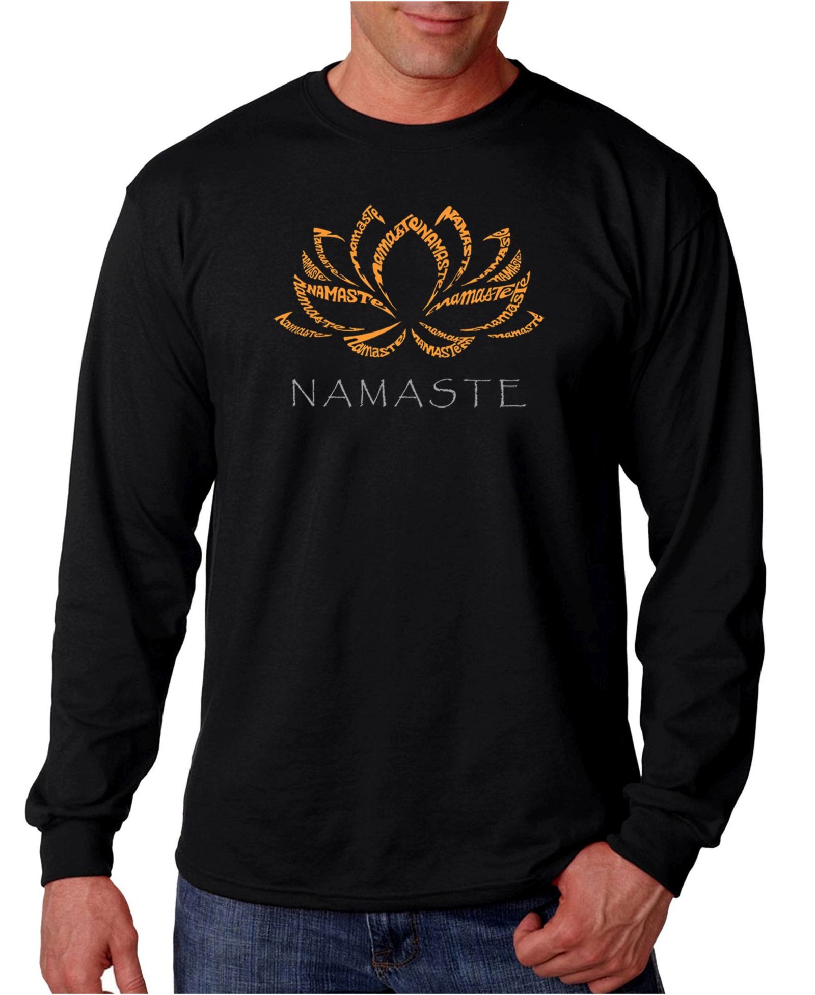 LA Pop Art Men's Namaste Word Art Long Sleeve T-shirt