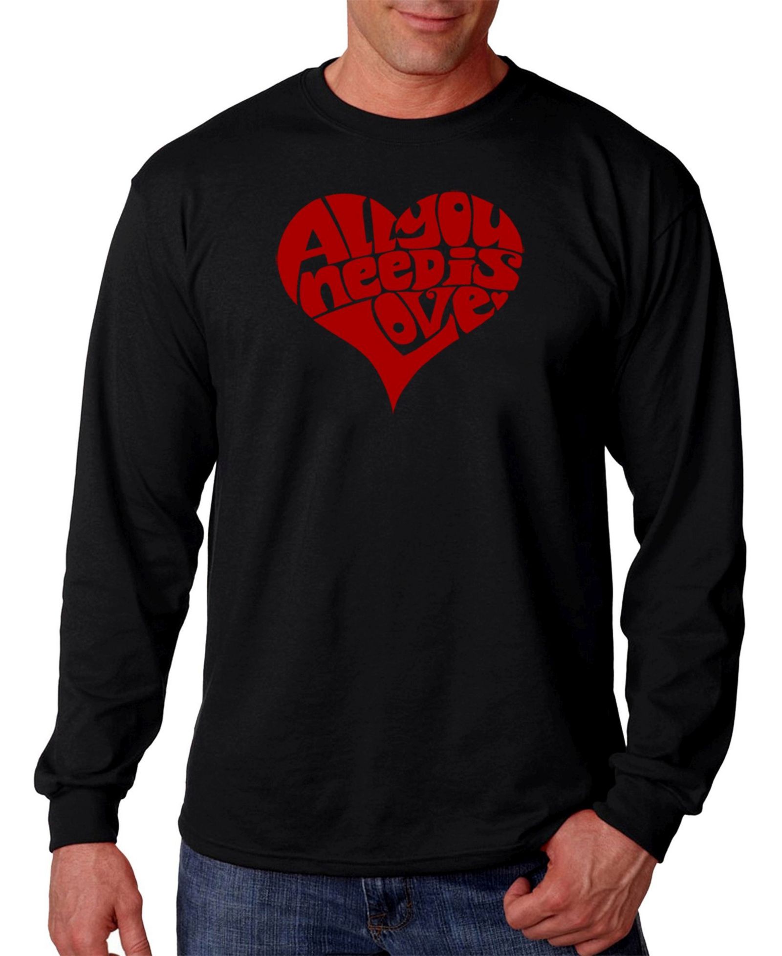 LA Pop Art Men's All You Need Is Love Word Art Long Sleeve T-shirt