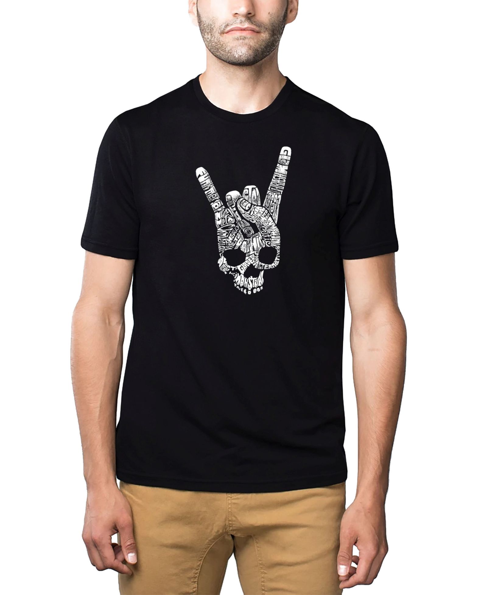 LA Pop Art Men's Cotton/Poly Blend Word Art Heavy Metal Genres T-shirt