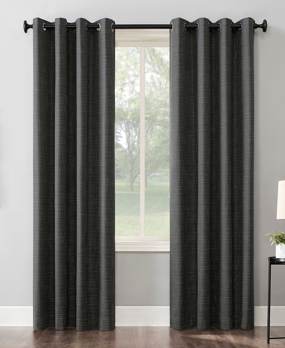 Sun Zero Kline Burlap Weave Thermal Extreme Blackout Grommet Curtain Panel