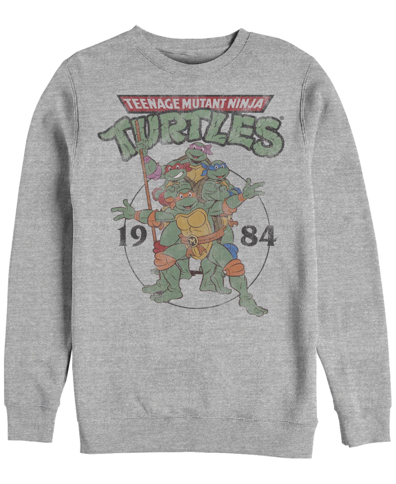 Fifth Sun Men's Teenage Mutant Ninja Turtles Group Elite Crew Fleece T-shirt