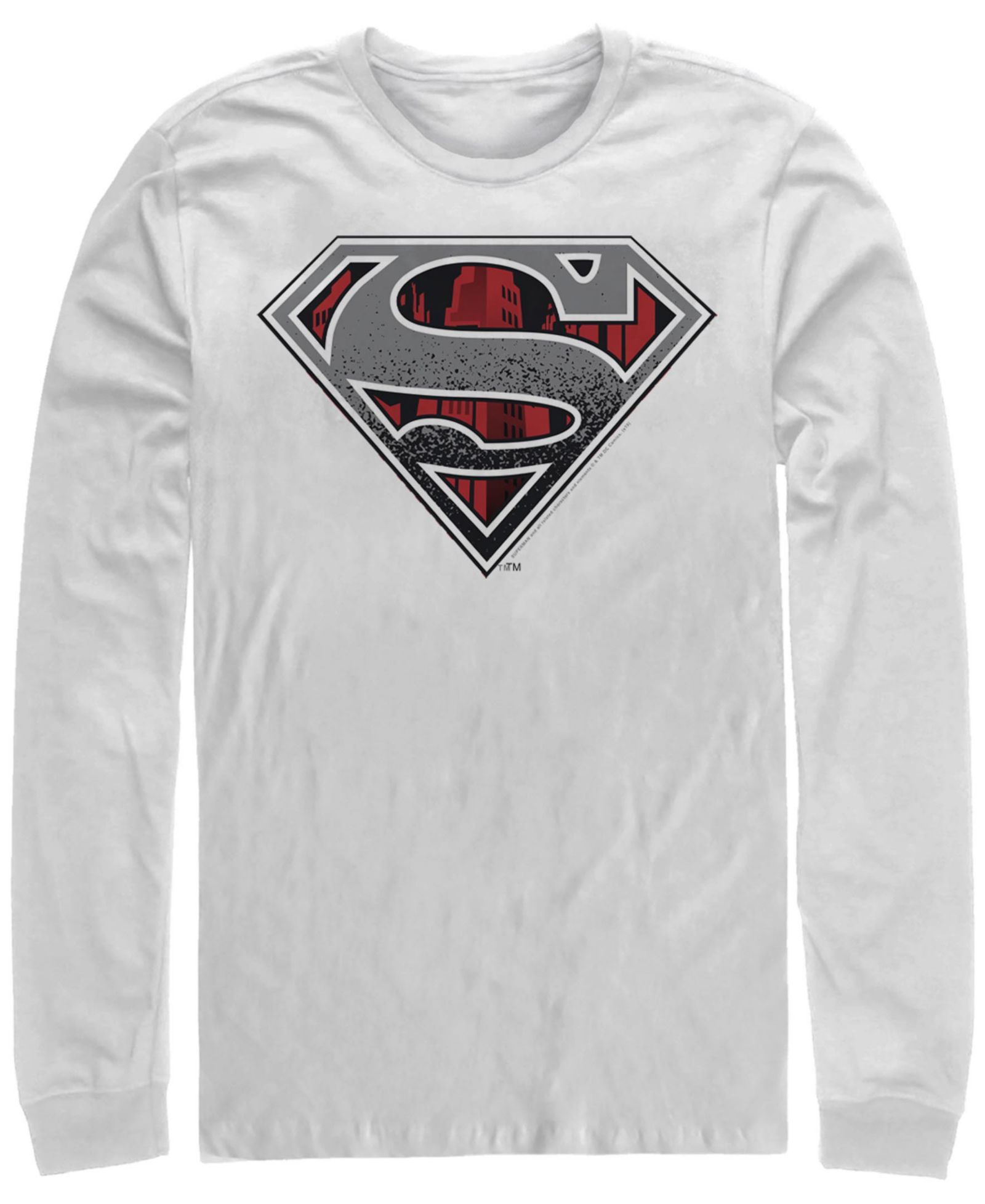 Fifth Sun Men's Superman Concrete Logo Long Sleeve Crew Tee