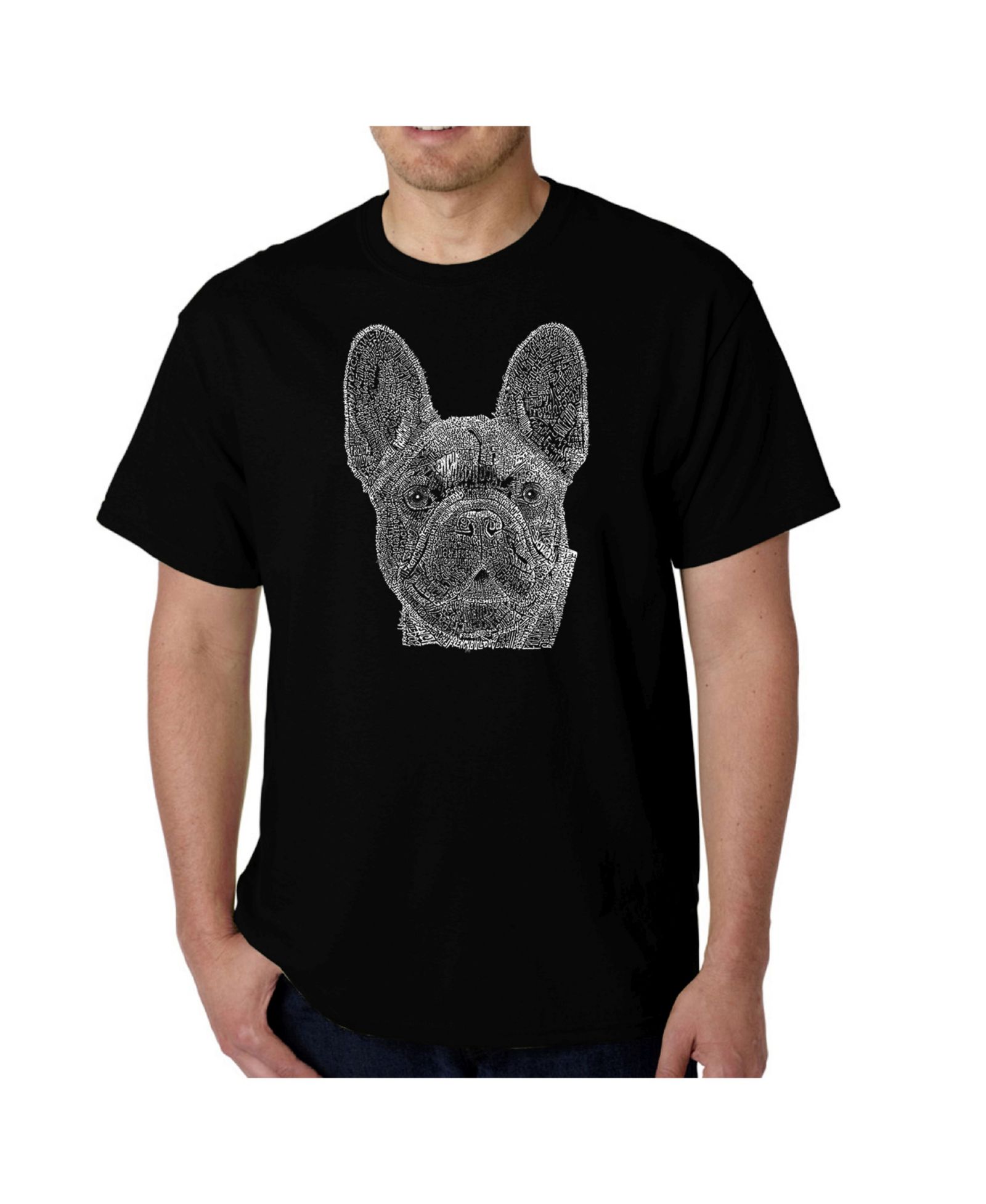 LA Pop Art Мужская футболка с принтом French Bulldog Word Art
