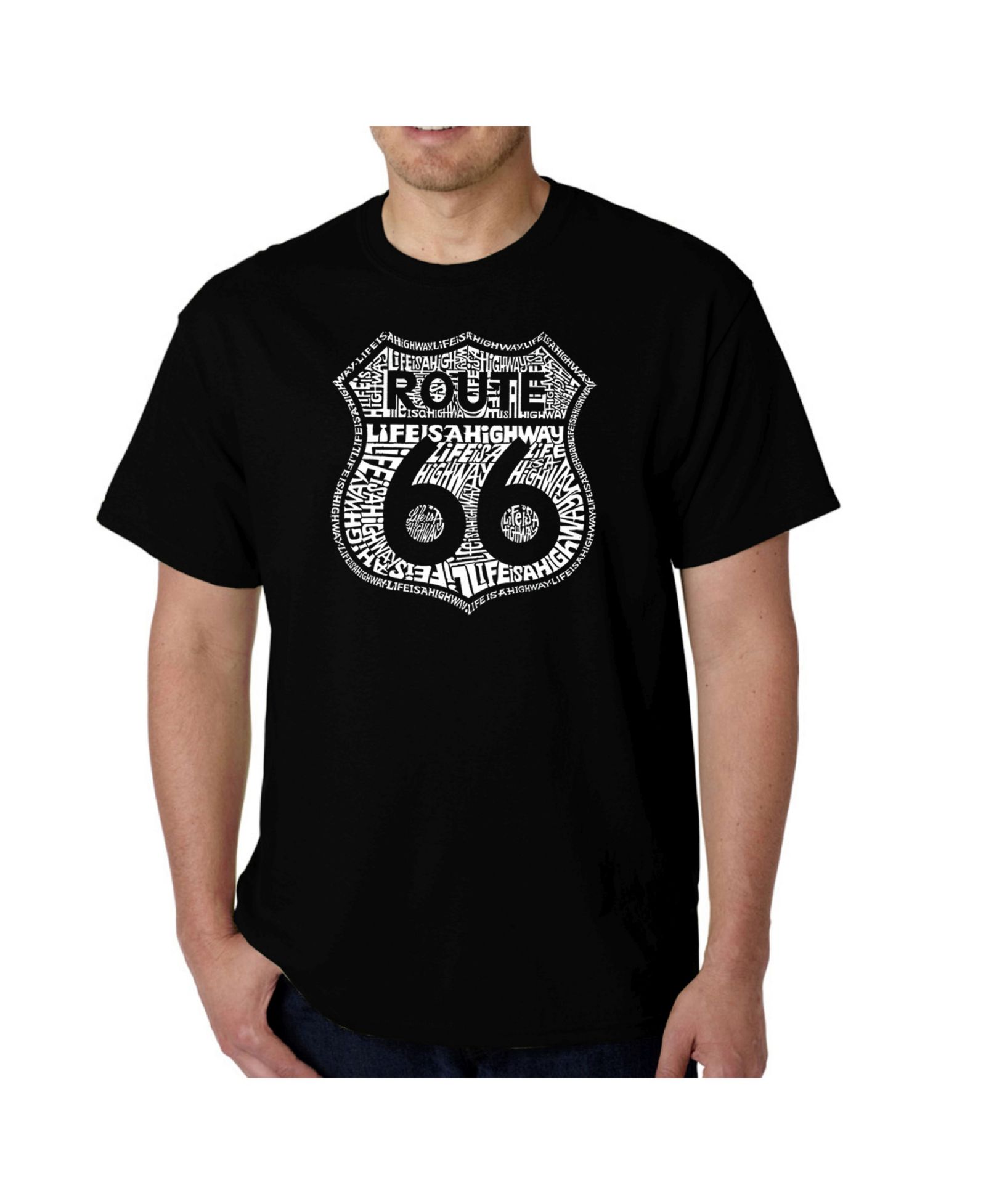 Мужская футболка LA Pop Art Route 66 Life is a Highway Word Art