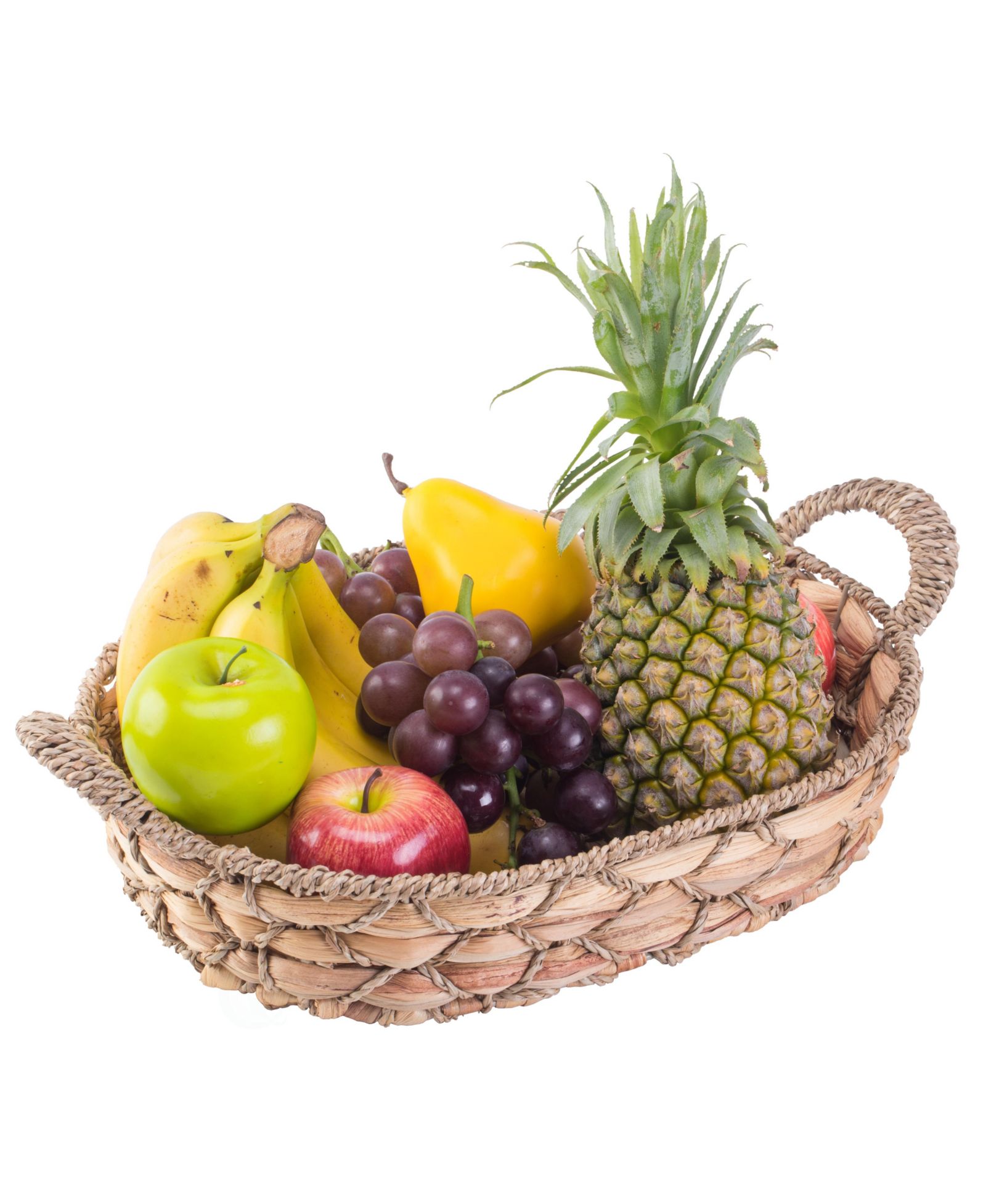 Wickerwise Seagrass Fruit Bread Basket Tray with Handles