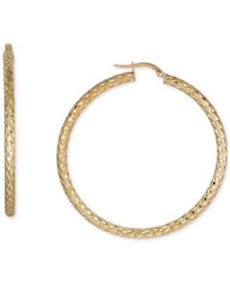 Итальянские серьги-кольца с золотой текстурой змеи, 10k Gold, 50mm