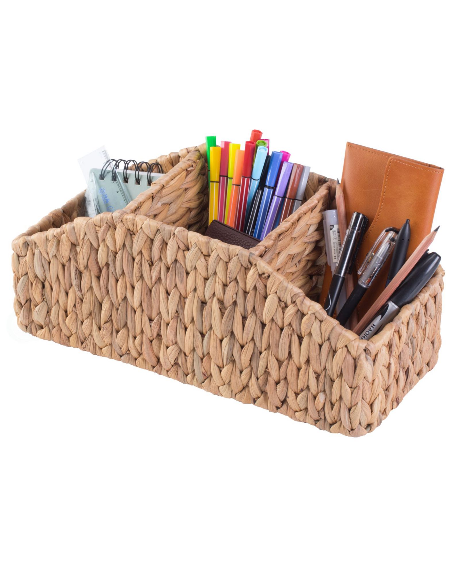 Wickerwise Natural Water Hyacinth Storage Organizer Caddy