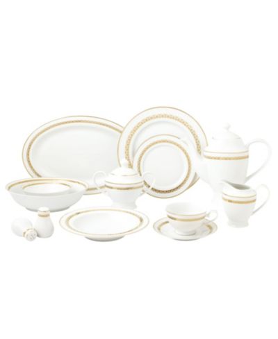 Lorren Home Trends New Bone China 57 Piece Dinnerware Set, Service for 8
