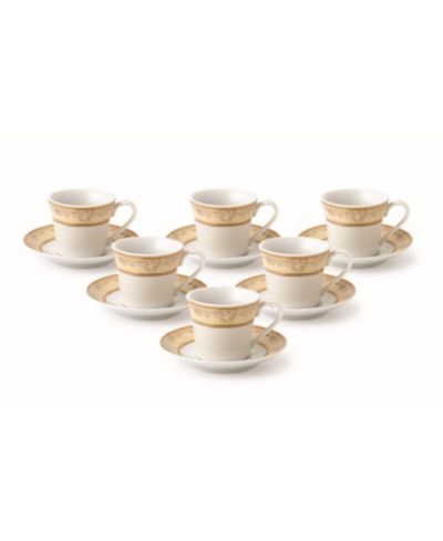 Lorren Home Trends 12 Piece 2oz Espresso Cup and Saucer Set, Service for 6