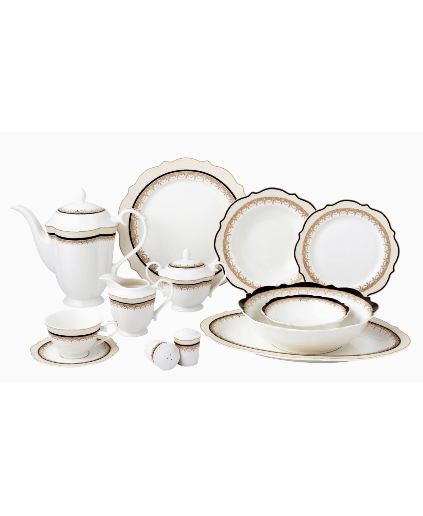 Набор столовой посуды Lorren Home Trends Bone China, 57 предметов