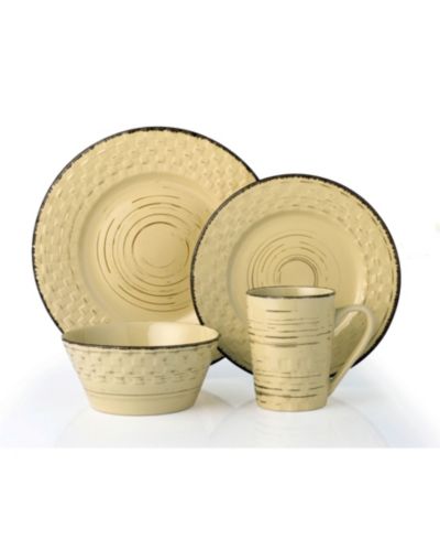 Lorren Home Trends Distressed Weave 16 Pc. Dinnerware Set, Service for 4