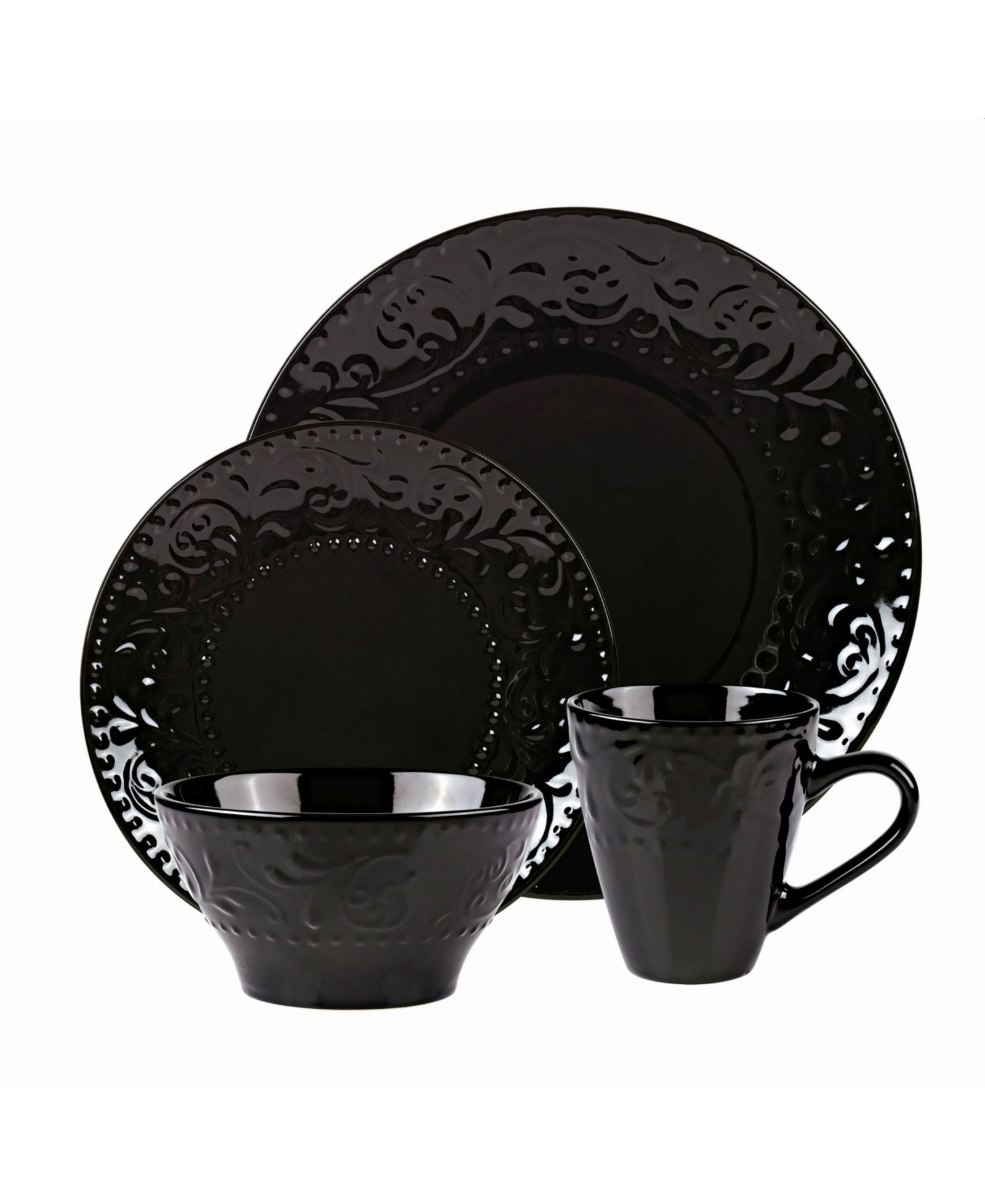 Lorren Home Trends Scroll 16 Pc. Dinnerware Set, Service for 4
