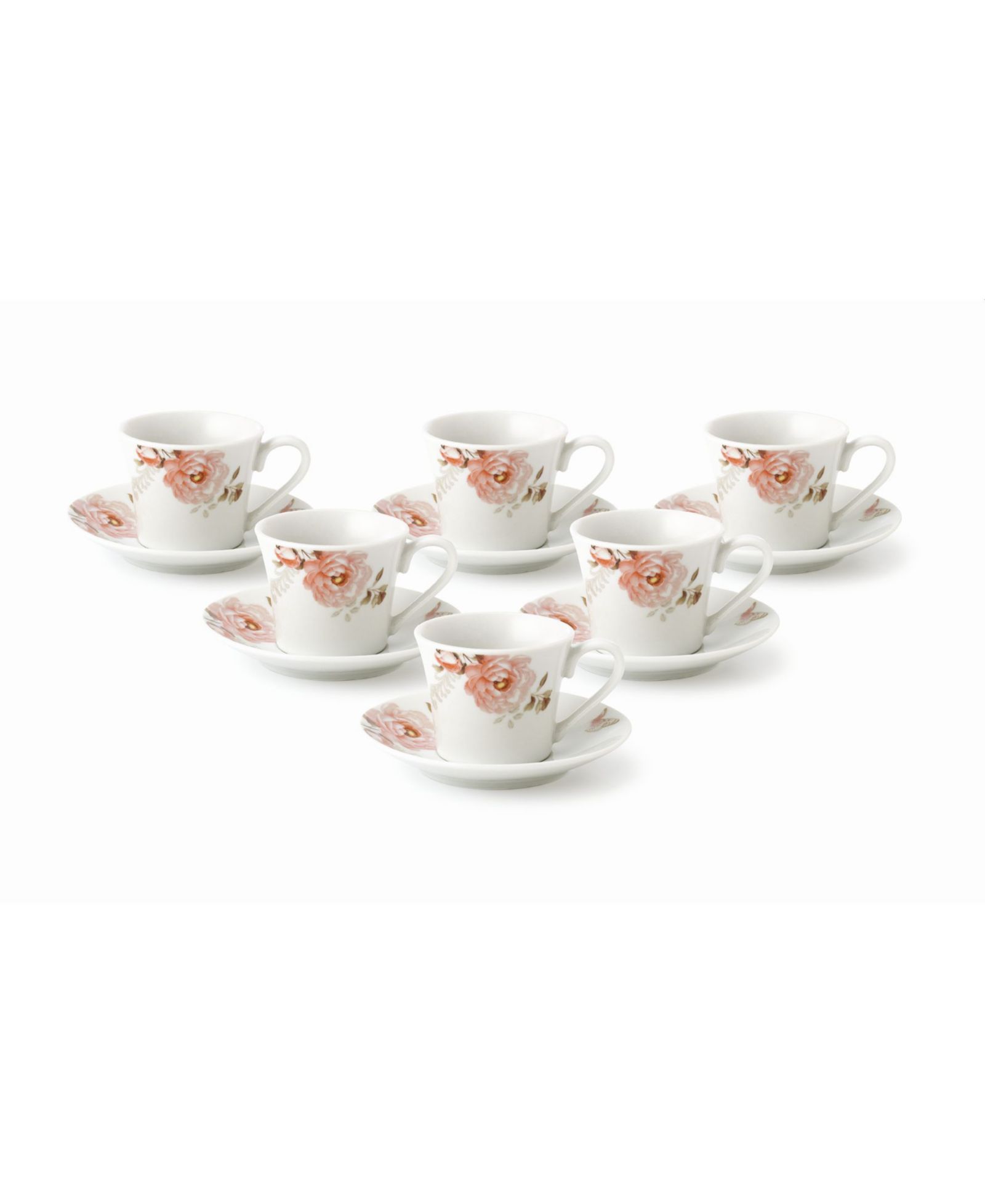 Lorren Home Trends Floral Espresso Cup & Saucers, Service for 6