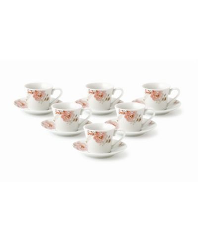 Lorren Home Trends Floral Espresso Cup & Saucers, Service for 6