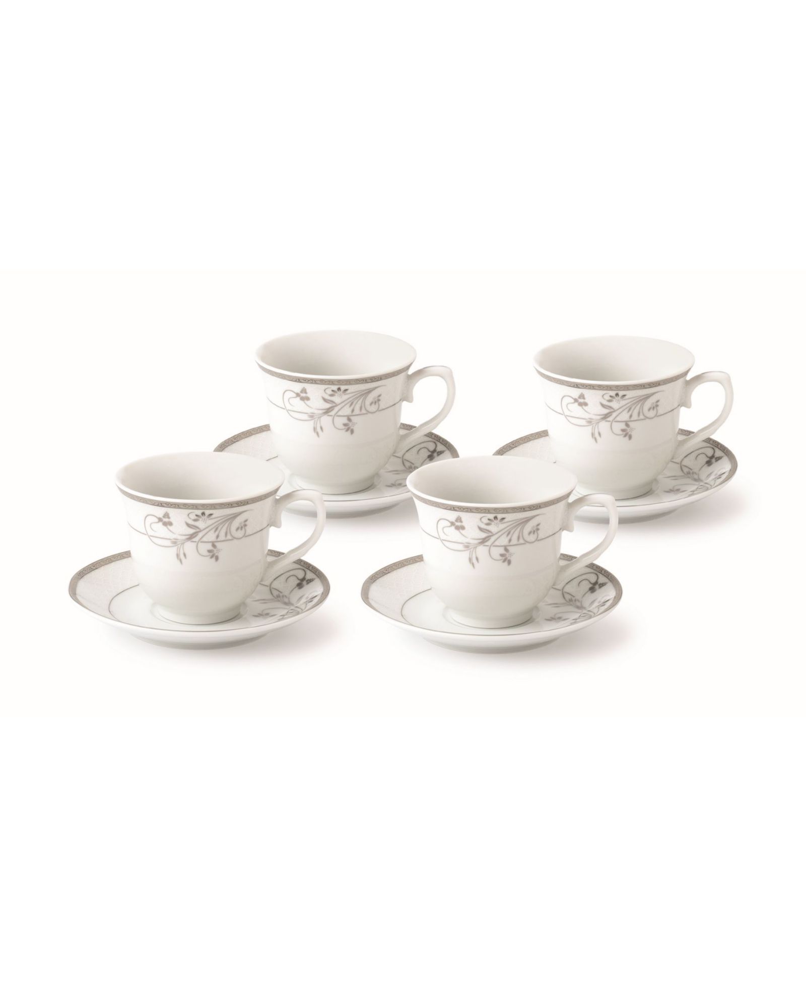 Lorren Home Trends Набор из 8 чашек и блюдец с цветочным принтом, 8oz, на 4 персоны