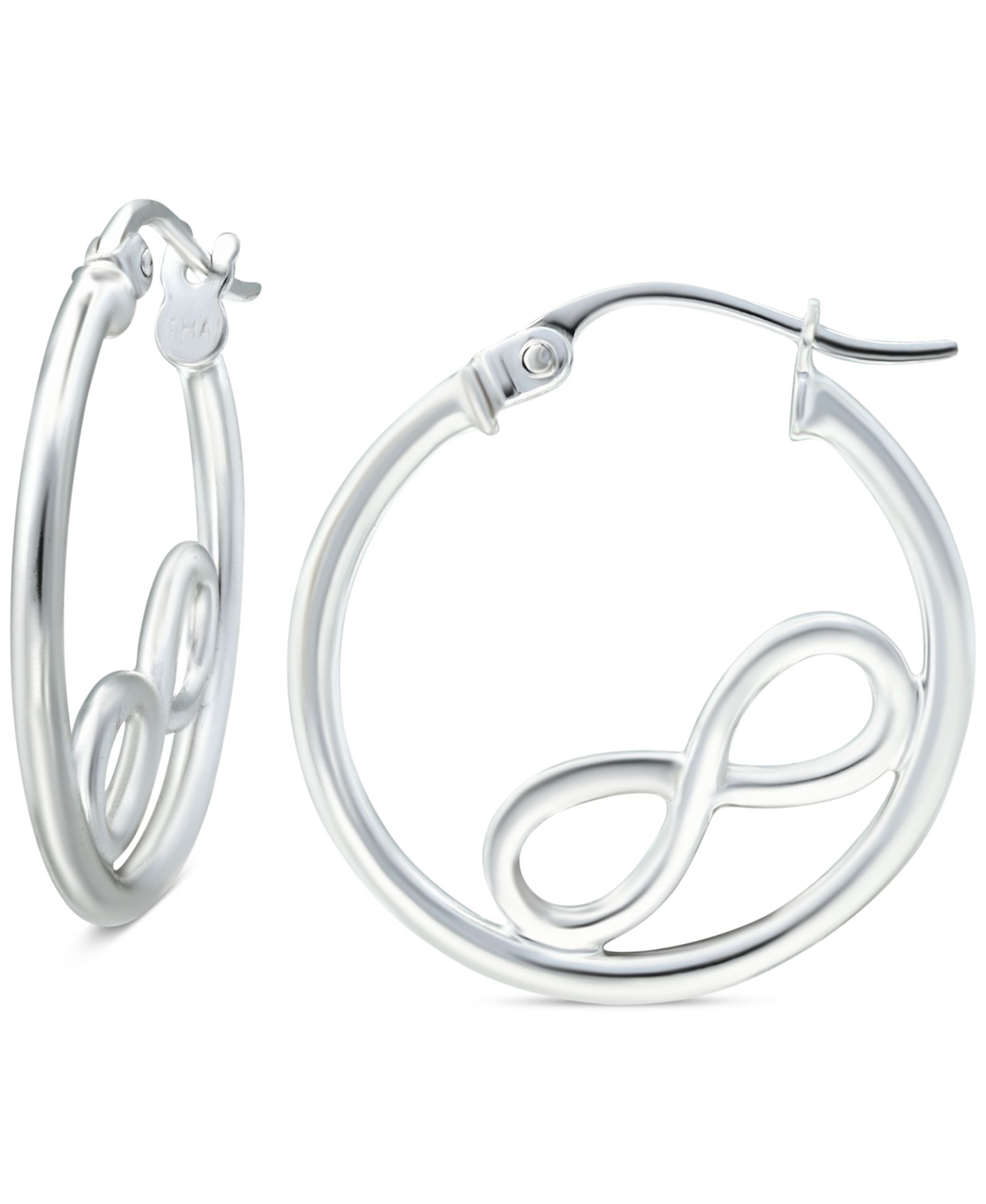 Giani Bernini Infinity Accent Small Hoop Earrings в серебре 0.75"