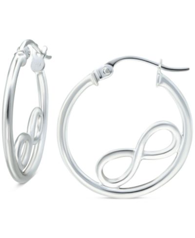 Giani Bernini Infinity Accent Small Hoop Earrings в серебре 0.75"