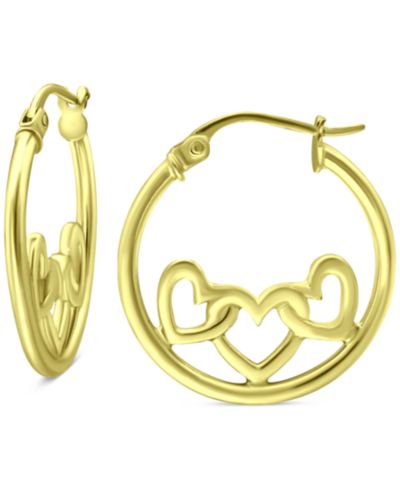 Серьги-кольца Giani Bernini Heart Accent из позолоченного стерлингового серебра 0.75"