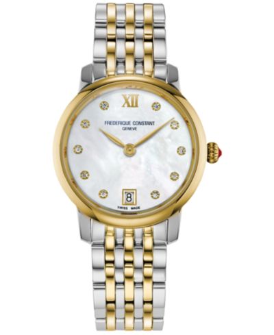 Женские швейцарские часы Frederique Constant Slimline с бриллиантами, 30mm
