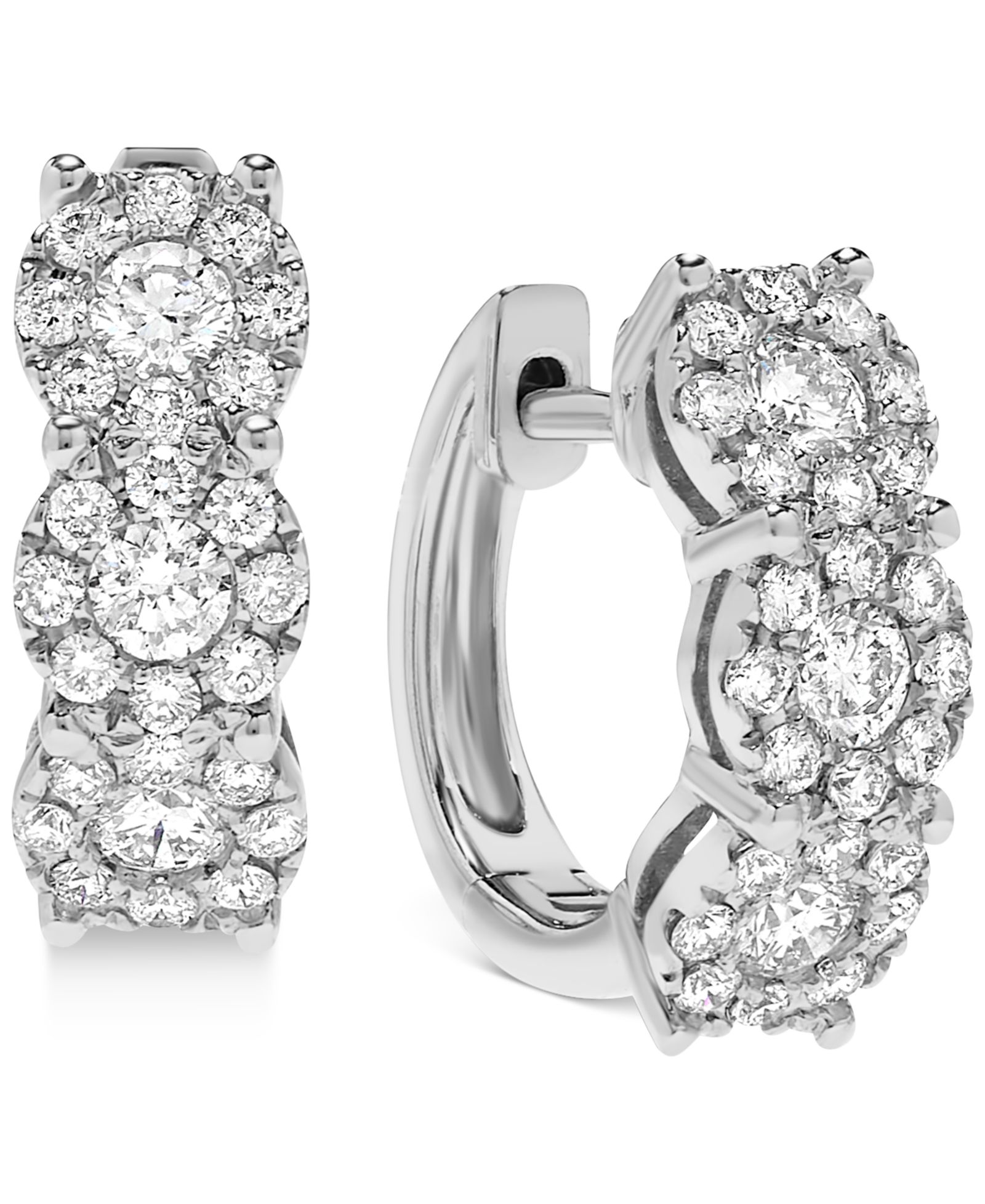 Серьги-кольца Diamond Halo (1 ct. t.w.) в золоте 14k или белом золоте 14k