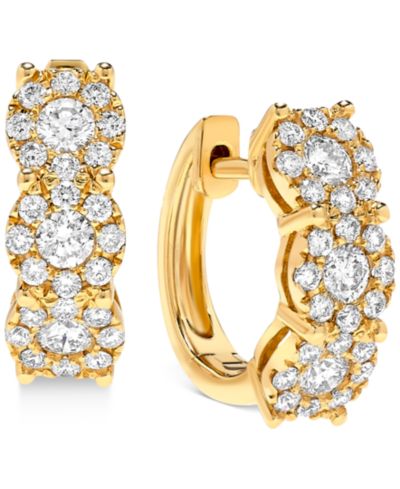 Серьги-кольца Diamond Halo (1 ct. t.w.) в золоте 14k или белом золоте 14k
