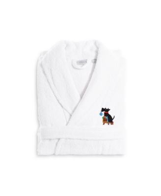 Linum Home Embroidered Luxury and Terry Bathrobe - Christmas Dog