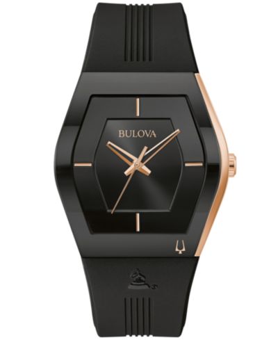 Bulova Men's Latin Grammy Black Silicone Strap Watch 40.5mm