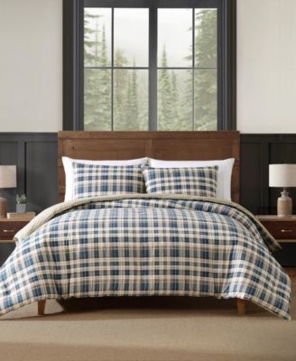 Eddie Bauer Port Gamble Cotton Reversible 3 Piece Duvet Cover Set, King