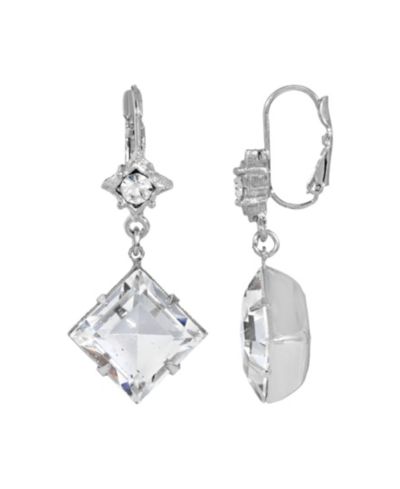 2028 Women's Silver Tone Crystal Stone Drop Earring