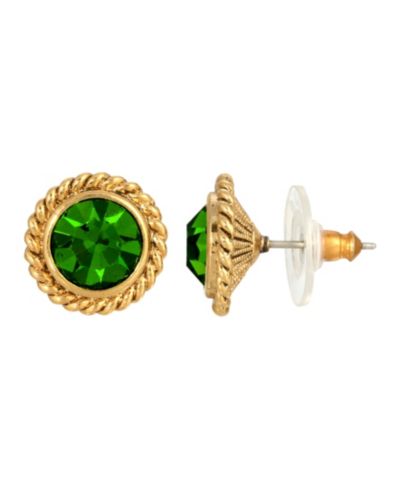 Женские золотистые круглые серьги-гвоздики 14K Green Round Button
