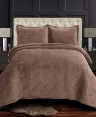 Комплект из 3 стеганых покрывал Tribeca Living Capri Medallion Velvet Oversized Solid, King