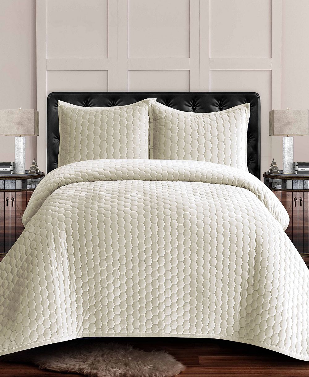 Комплект из 3 стеганых одеял Tribeca Living Lugano Honeycomb Velvet Oversized, King