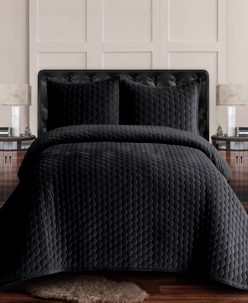 Комплект из 2 стеганых одеял Tribeca Living Lugano Honeycomb Velvet, Twin