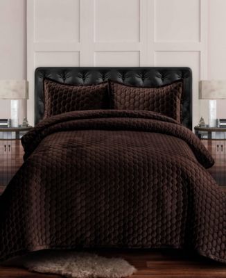 Tribeca Living Lugano Honeycomb Velvet 2-Piece Quilt Set, Twin