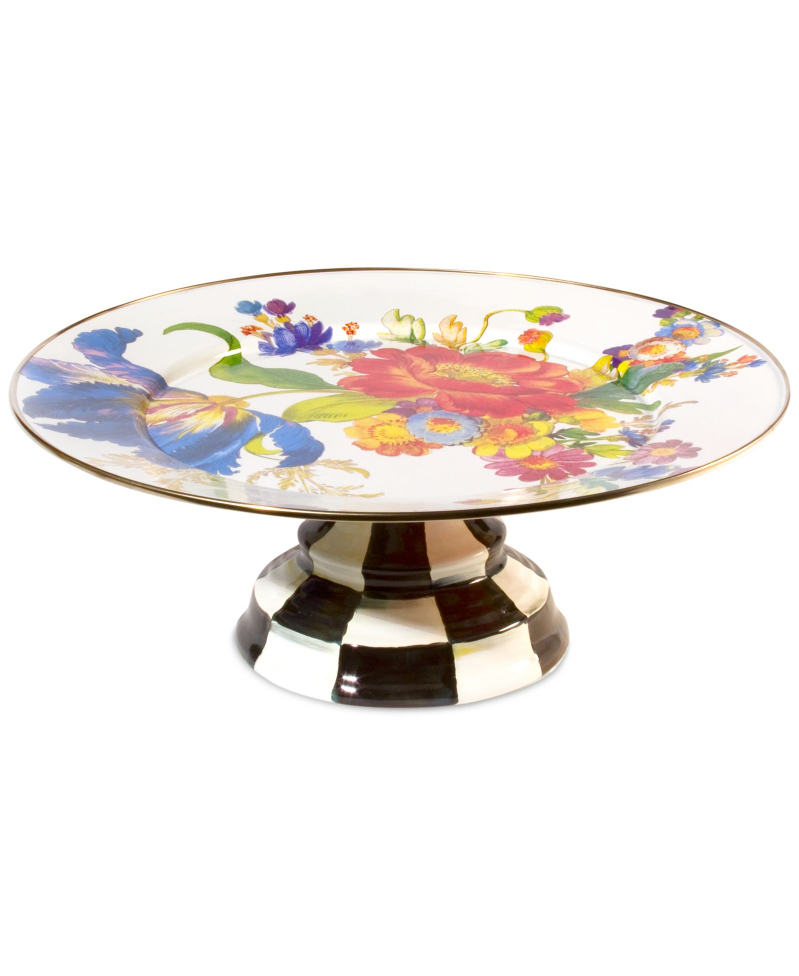 MacKenzie-Childs Белый декоративный поднос Flower Market Large Pedestal