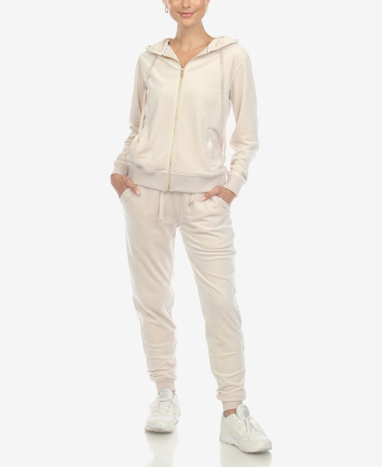 White Mark Women's Velour Tracksuit Loungewear 2-Piece Set