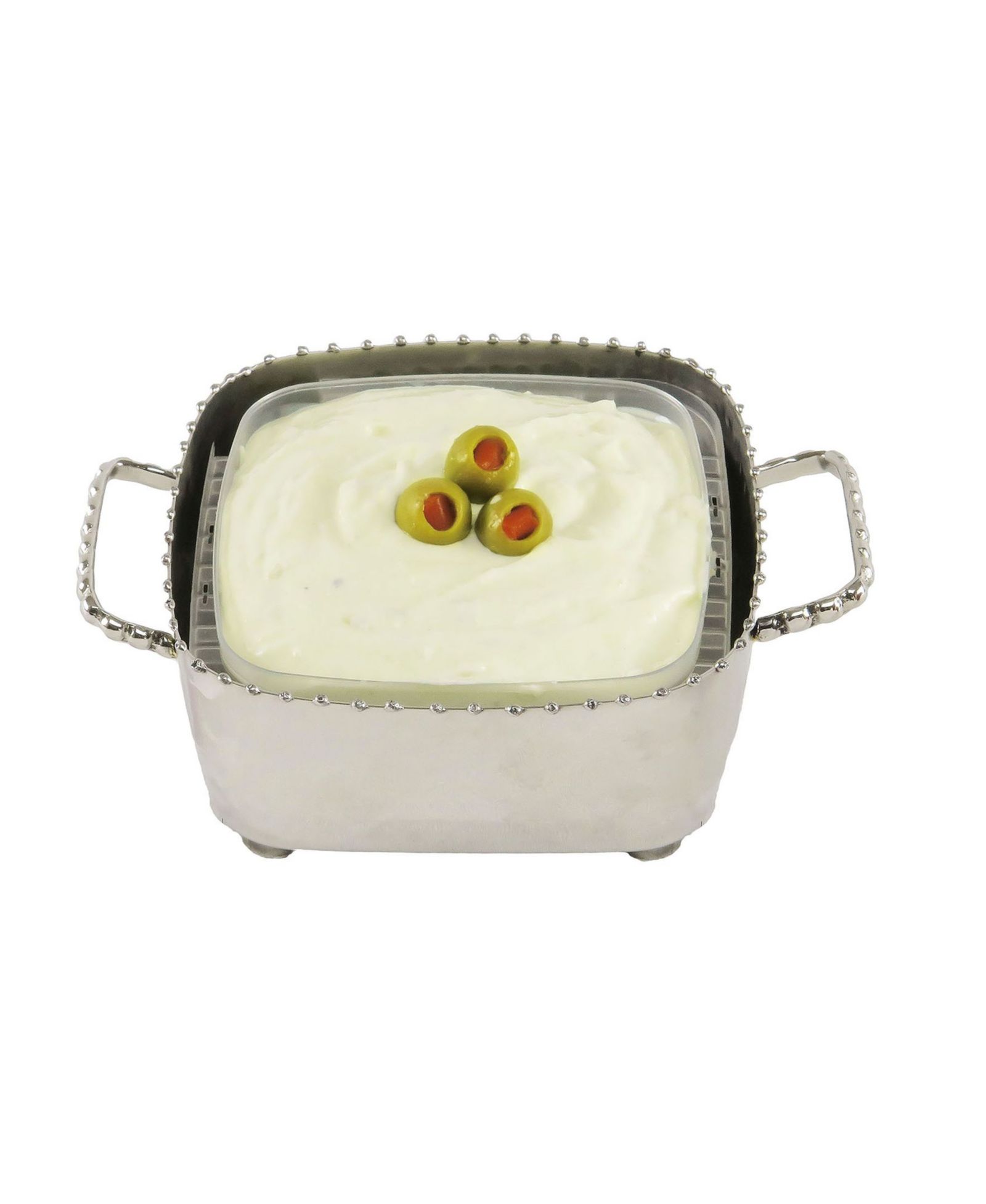 Small Square Beaded Candy, Dip Bowl and Spoon